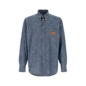 Fendi Men Light-Blue Chambray Shirt